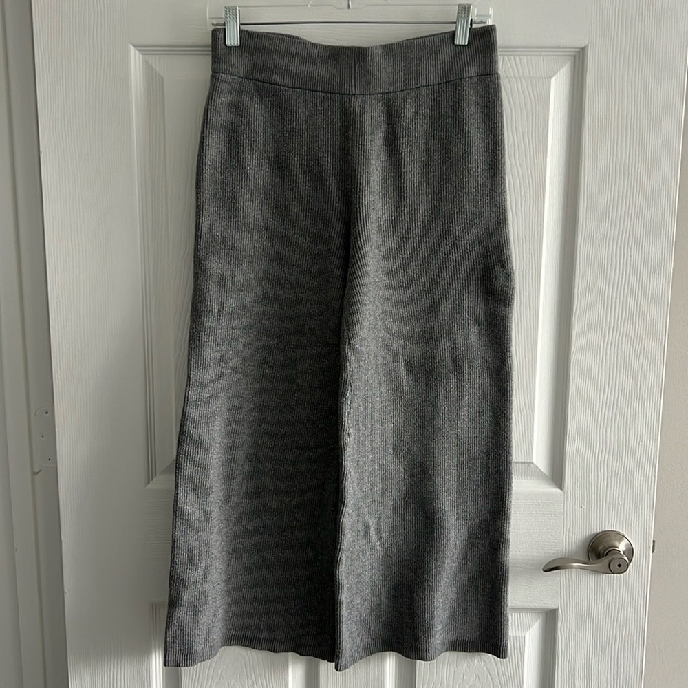A New Day Gray Ribbed Knit Wide Leg Lounge Pants High Rise Women’s S